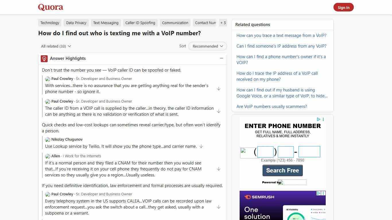 How to find out who is texting me with a VoIP number - Quora